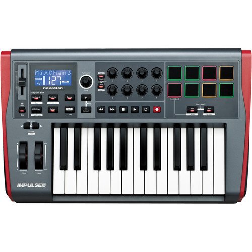 Novation Impulse 25 MIDI Keyboard Controller with 25 Semi-Weighted Keys and 8 Pads