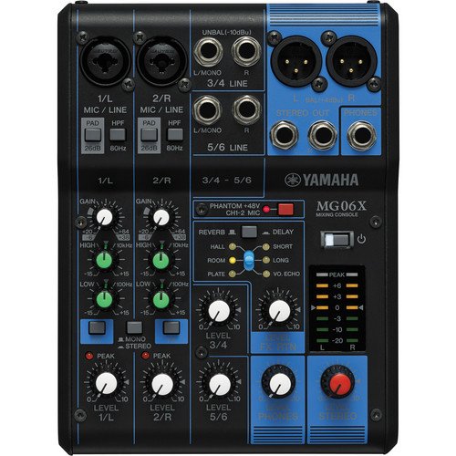 Yamaha 6-Channel Analog Mixer MG06X with Built-In Effects and D-PRE Preamps