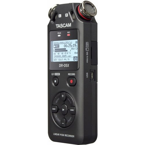 Tascam DR-05X Portable Audio Recorder with Stereo Mic, 96 kHz/24-bit (Black)