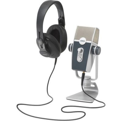 AKG Lyra USB Condenser Microphone and K371 Headphones Bundle for Podcasters