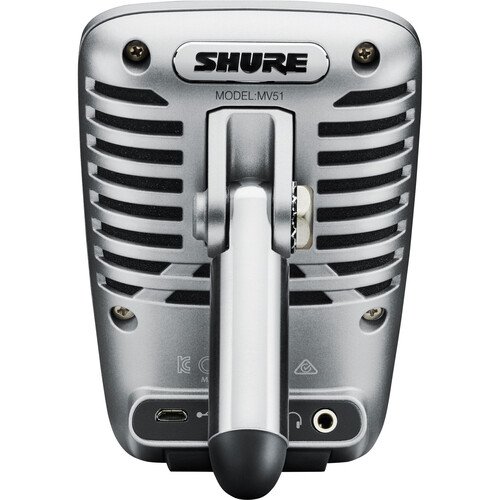 Shure USB Condenser Microphone MOTIV MV51 Silver 1" Cardioid for Studio Recording - Image 3