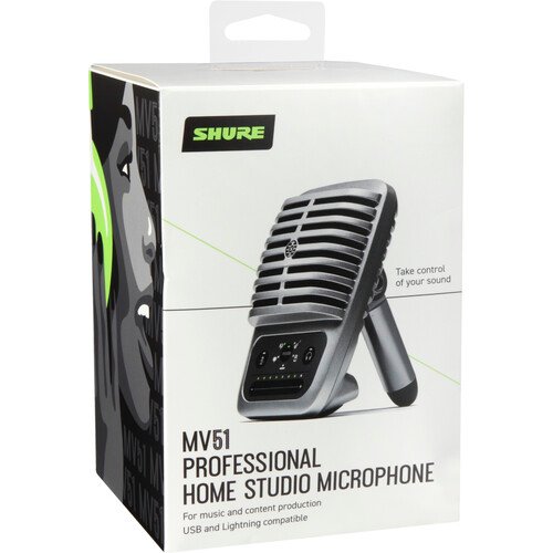 Shure USB Condenser Microphone MOTIV MV51 Silver 1" Cardioid for Studio Recording - Image 2