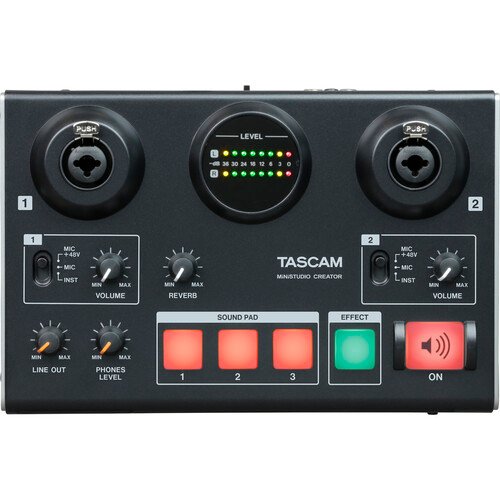 Tascam MiNiSTUDIO Creator US-42B Podcast Studio with 2 Mic Inputs - Black