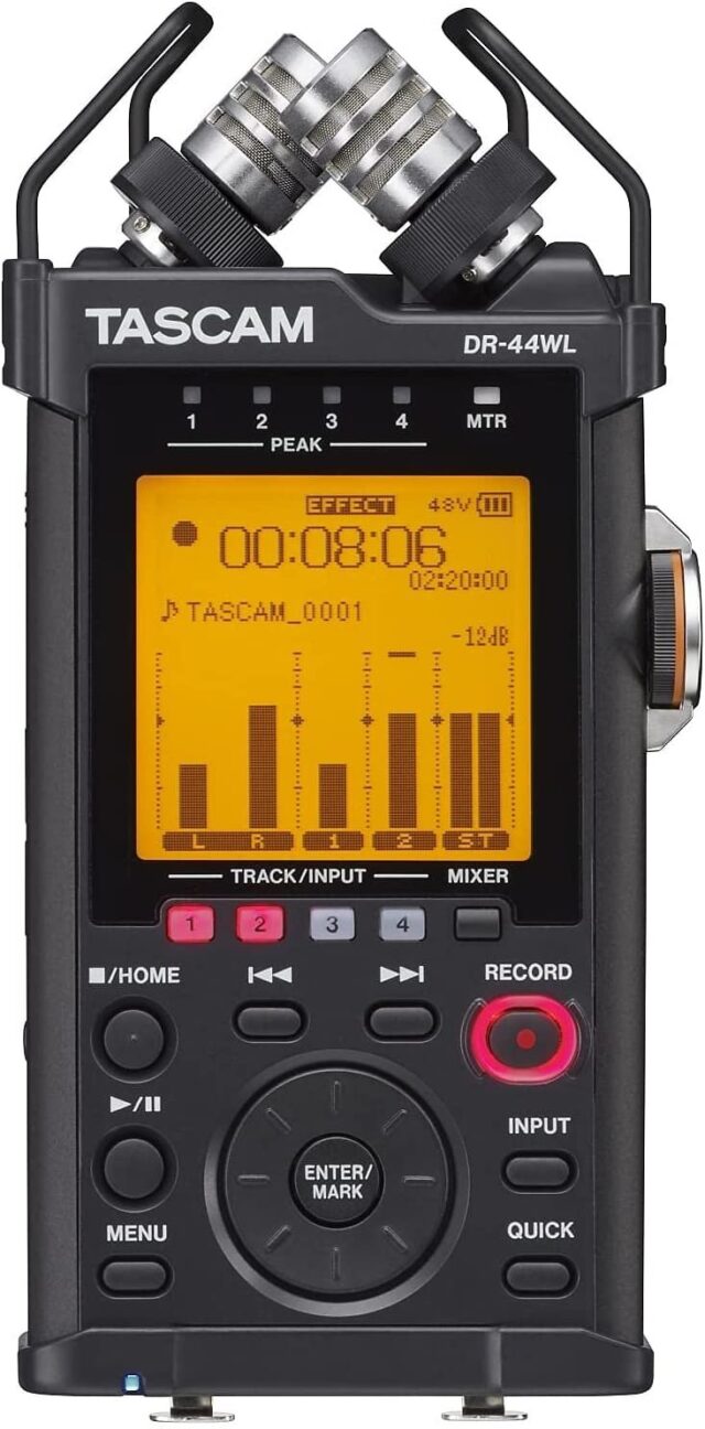 Tascam Portable Audio Recorder DR-44WL with Wi-Fi and 4-Track Recording