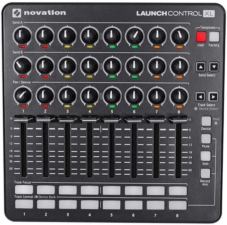 Novation Launch Control XL Mk2 MIDI Controller with 24 Knobs and 8 Faders for Ableton Live