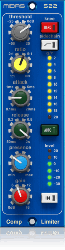 Midas Compressor Limiter 522 V2 with Dynamic Presence Control for Studio and Live