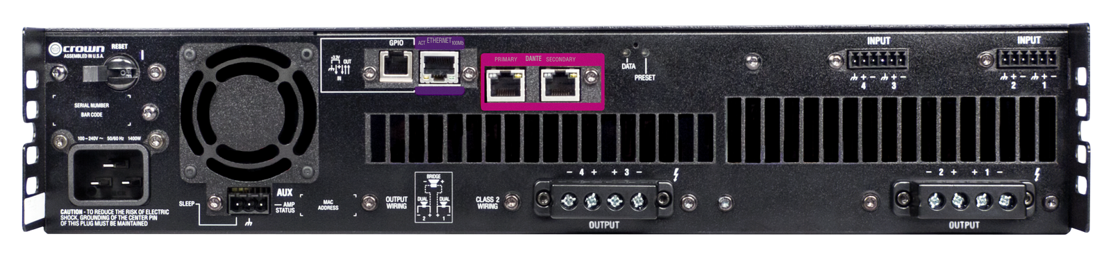 Crown DriveCore DCI4X1250DA Four Channel DSP Amplifier with Dante and AES67 - Image 2