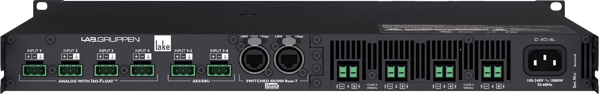 Lab Gruppen D 40:4L 4000W 4-Channel Amplifier with Lake DSP and Dante Networking - Image 2