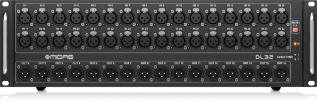 Midas DL32 Digital Stage Box, 32 Input, 16 Output, 32 Mic Preamps, ULTRANET