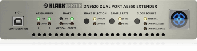 Klark Teknik DN9620 Dual Port AES50 Extender - 500m Range Optical Fiber (Pair)