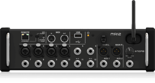 Midas MR12 12-Input Digital Mixer with 4 PRO Preamps and Wi-Fi