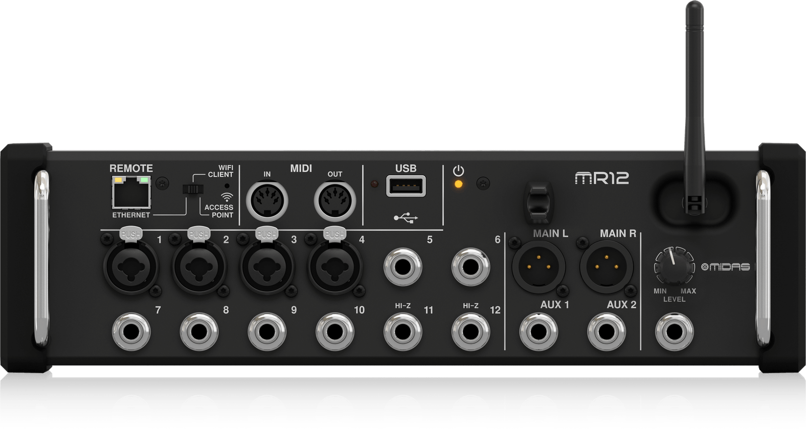 Midas MR12 12-Input Digital Mixer with 4 PRO Preamps and Wi-Fi