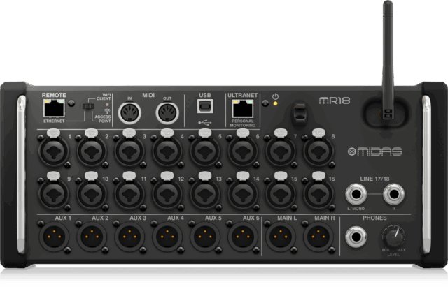 Midas Digital Mixer MR18 with 16 PRO Preamps and 18-Channel USB Interface