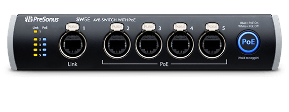 PreSonus SW5E 5-Port AVB Switch with PoE and Locking XLR Ethernet