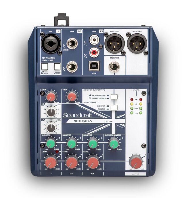 Soundcraft Notepad-5 Analog Mixer with USB Interface for Recording