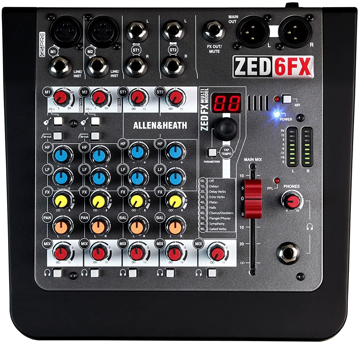 Allen & Heath ZED-6FX 6-Channel Audio Mixer with Effects and Guitar DI