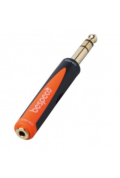 Bespeco Audio Adapter SLAD210 1/4" Male to 3.5mm Female Black Orange