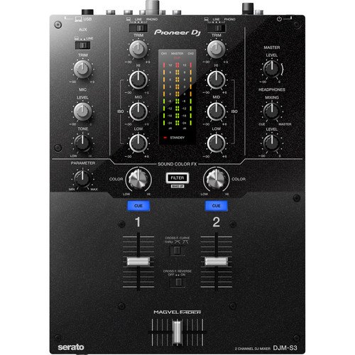 Pioneer DJ DJM-S3 2-Channel Mixer with Magvel Crossfader for Serato DJ