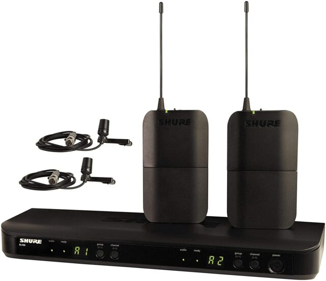 Shure BLX188UK/CVLX-K14 Dual Wireless Lavalier Microphone System with 2 Mics for Presentations
