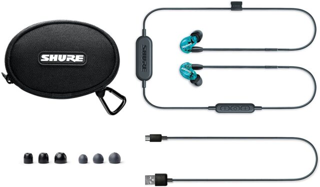 Shure SE215 Special Edition Wireless Earphones - Blue, Sound Isolation 37 dB