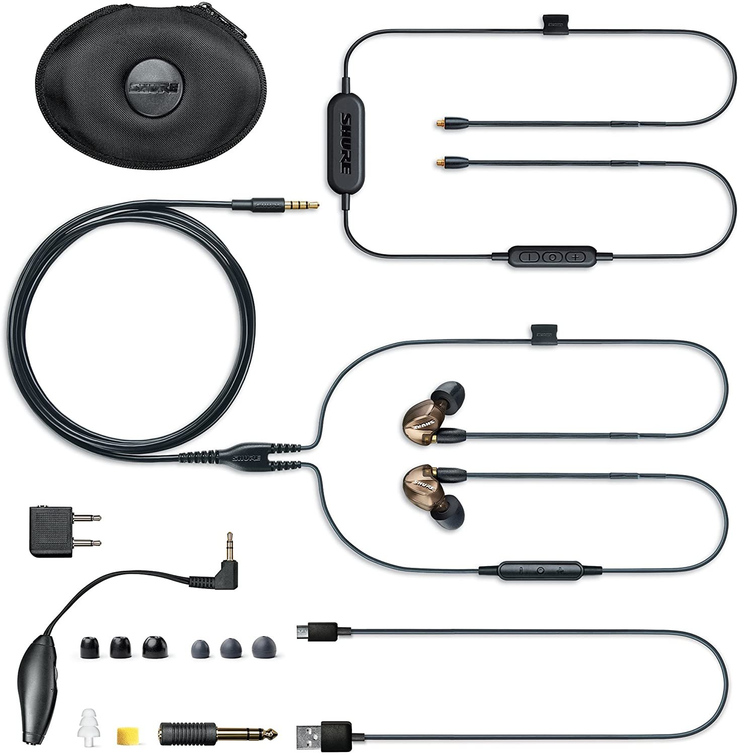 Shure In-Ear Earphones SE535 Bronze with Triple HD Drivers and Detachable Cable
