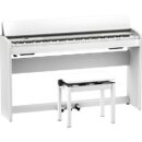 Roland F701 WH with 88-Key Digital Piano with Bench - White