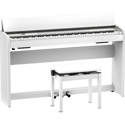 Roland F701 WH with 88-Key Digital Piano with Bench - White
