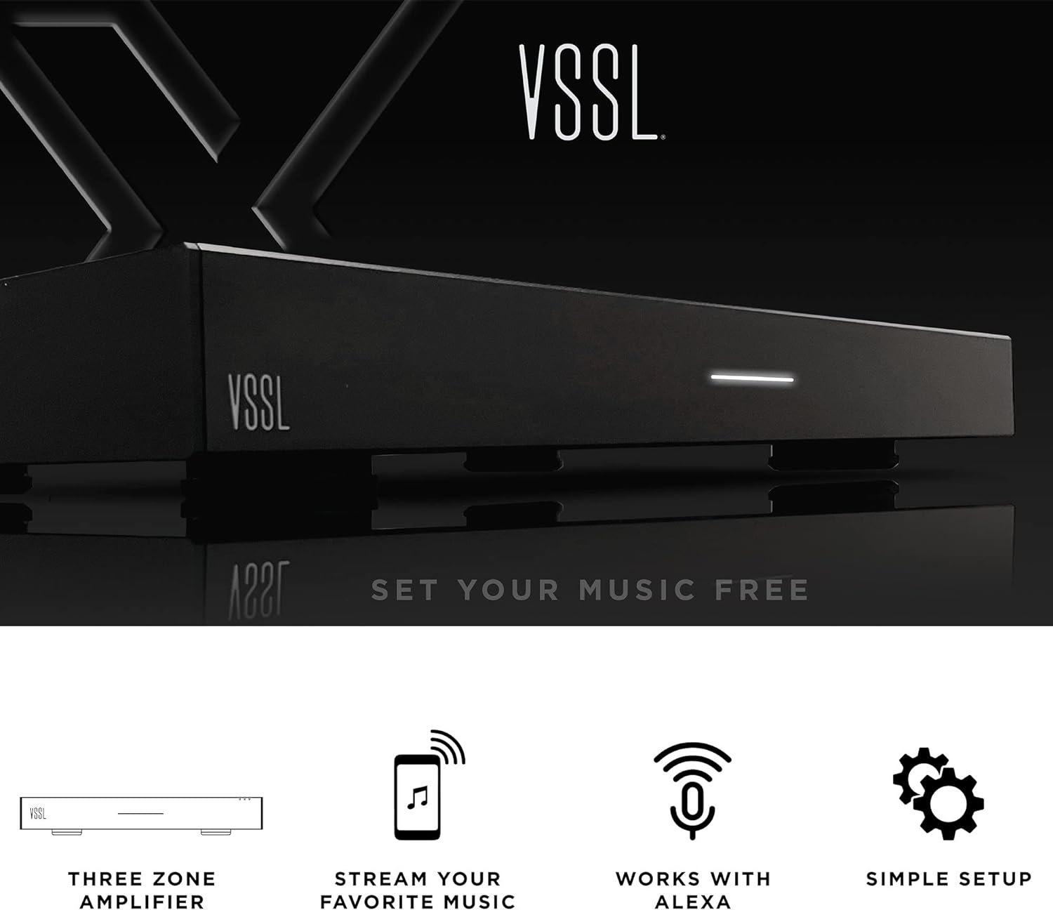VSSL A.3X 6-Channel, 3 Zone, Audio Streaming Amplifier, Compatible with AirPlay 2, Chromecast, Amazon Alexa, Spotify Connect, Bluetooth - Image 3
