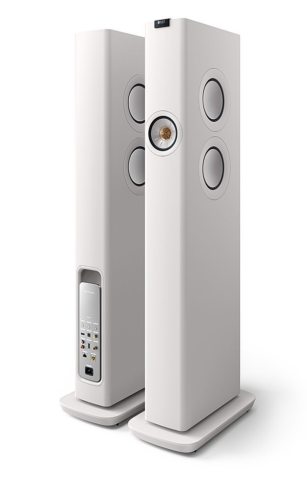 KEF LS60 All-In-One Hi-Fi Wireless Active Floor Standing Speaker White - Pair
