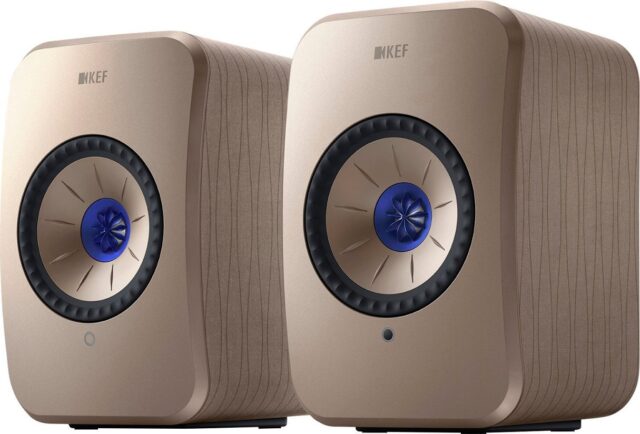 KEF LSXII Definitive Compact Wireless HiFi Bookshelf Speakers Gold - Pair