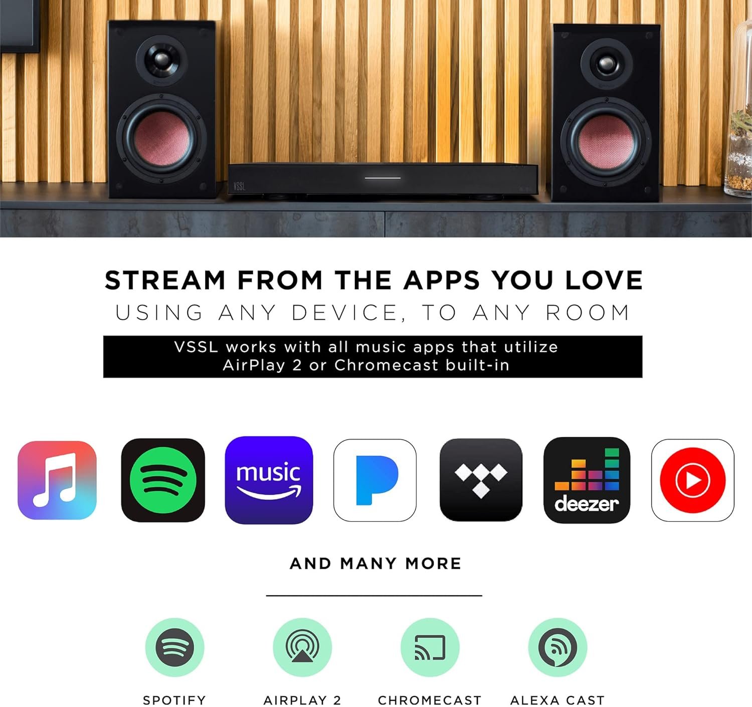VSSL A.3X 6-Channel, 3 Zone, Audio Streaming Amplifier, Compatible with AirPlay 2, Chromecast, Amazon Alexa, Spotify Connect, Bluetooth - Image 4