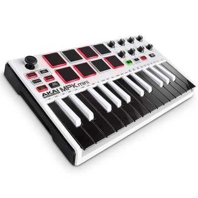 Akai MIDI Keyboard MPK Mini MK2 25-Key Compact White for Musicians