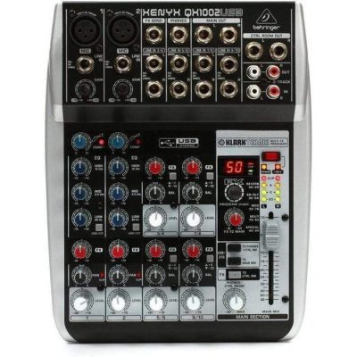 Behringer QX1002USB Mixer Audio 10 CH (2Mono & 4 Stereo) w/ KLARK TEKNIK Multi-FX Processor and USB Interface