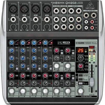 Behringer QX1202USB Mixer Audio 12 CH (4 Mono & 4 Stereo) w/ KLARK TEKNIK Multi-FX Processor USB Interface