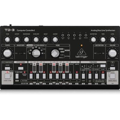 Behringer TD3BK Synthesizer Analog Bass Line with VCO, VCF, 16-Step Sequencer, Distortion Effects and 16-Voice Poly Chain