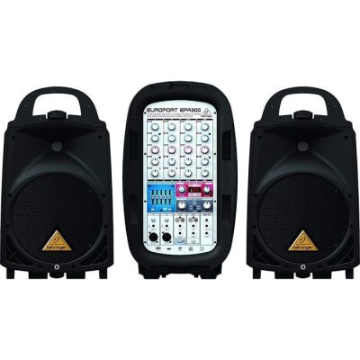 Behringer EPA300 Portable PA System 300W w/ 1Mic 20"Cab 2Mic 4Aux MultiFX EQ FDS