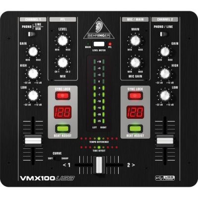Behringer DJ Mixer VMX100USB 2-Channel with USB and BPM Counter