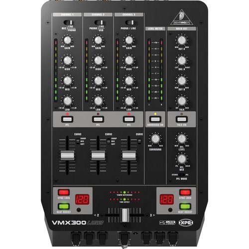 Behringer DJ Mixer VMX300USB 3-Channel with USB and 3-Band EQ