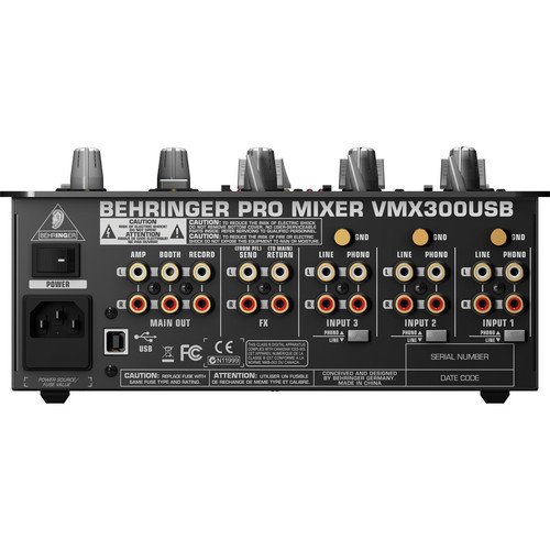 Behringer DJ Mixer VMX300USB 3-Channel with USB and 3-Band EQ - Image 2