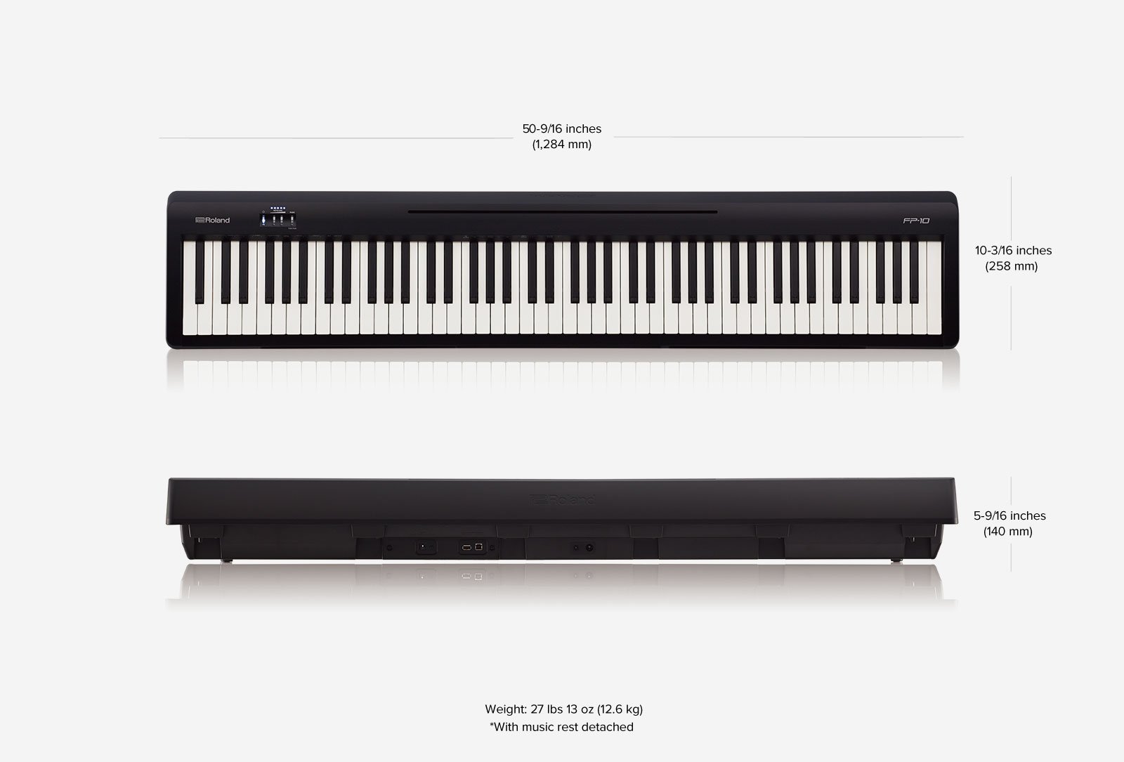 Roland Digital Piano FP-10-BK 88-Key Hammer Action Black - Image 5