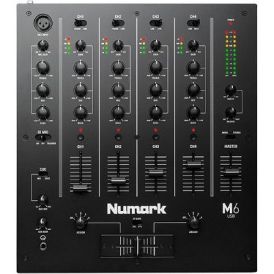 Numark 4-Channel USB DJ Mixer M6USBBLACK with Recording for Professionals