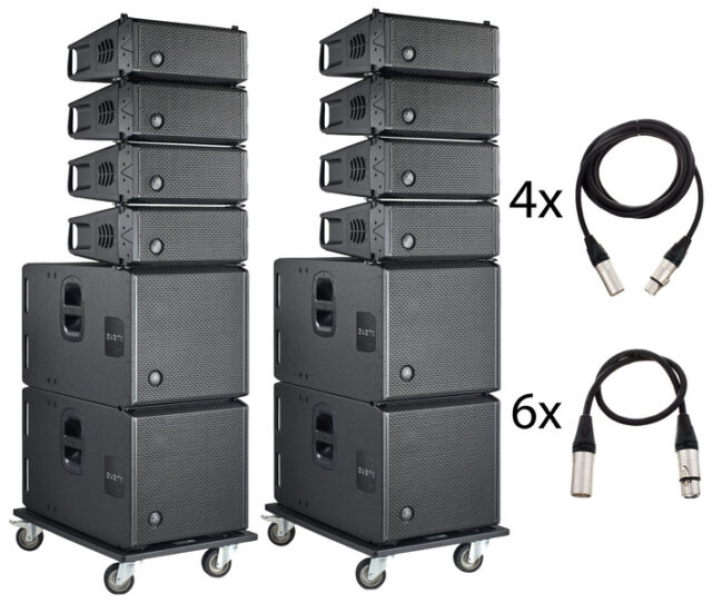 D.A.S. Audio EVENT Powered Line-Array Bundle — 8× EVENT-26A Tops + 4× EVENT-115A Subs with Dollies & Joining Plates