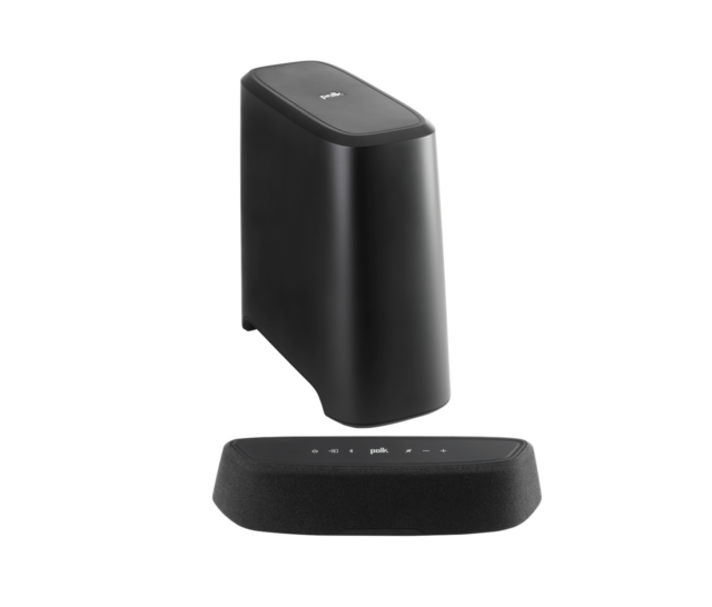 Polk Audio MAGMINIAX Ultra-compact Dolby Atmos Sound Bar with wireless Subwoofer – Black