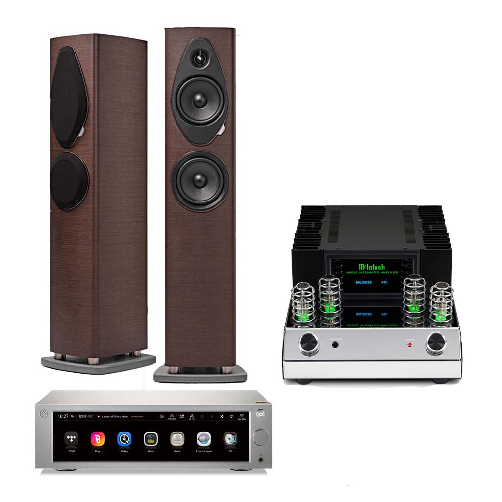 Sonetto III G2 Floorstanding Speakers x MA252 Hybrid Integrated Amplifier x RS250A Complete HiFi Network Streamer