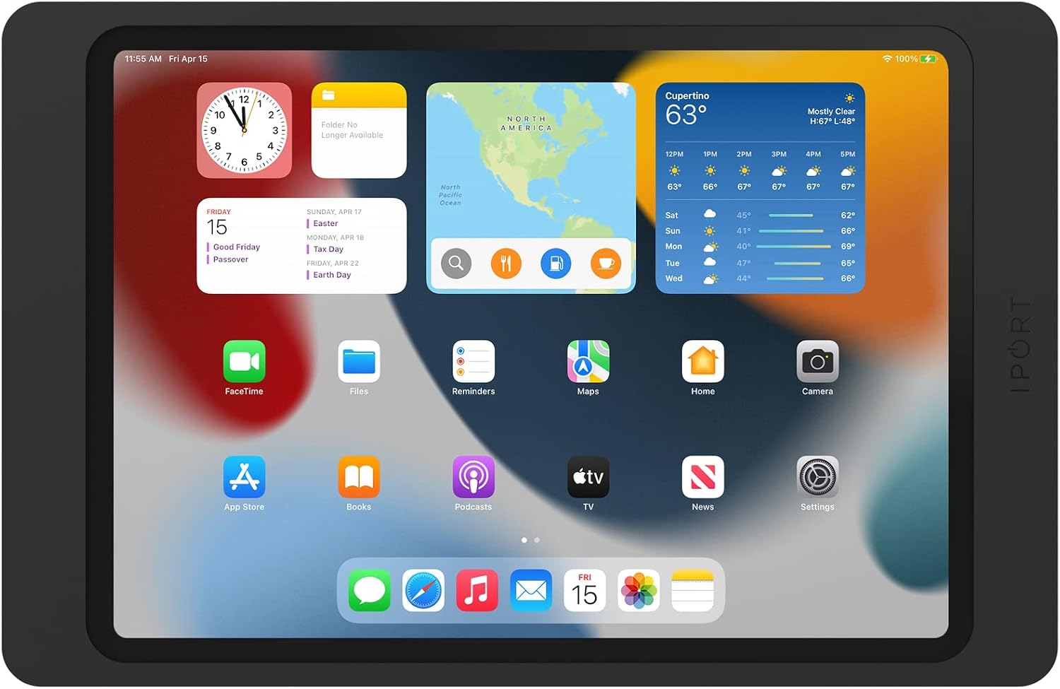 iPort 70755 Surface Mount System iPad Wall Mount – Slim & Secure Enclosure for iPad Pro 11" (3rd Gen) & Air 10.9" (5th Gen) | Built-in PoE Charging | Flush Wall Dock for Smart Home & Commercial Use – Black
