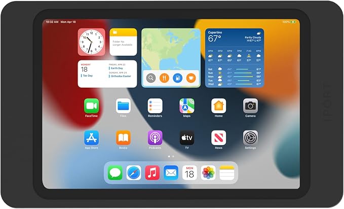 iPort 70805 Surface Mount System iPad Wall Mount Slim & Secure for iPad mini A17 Case & 8.3" (6th Gen)| Built-in PoE Charging | Aluminum Flush Wall Dock for Smart Home & Commercial Use | Black